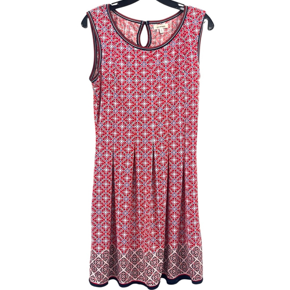 Max Studio Women’s Size Large Multicolor Sleeveless Floral Geometric Print Dress